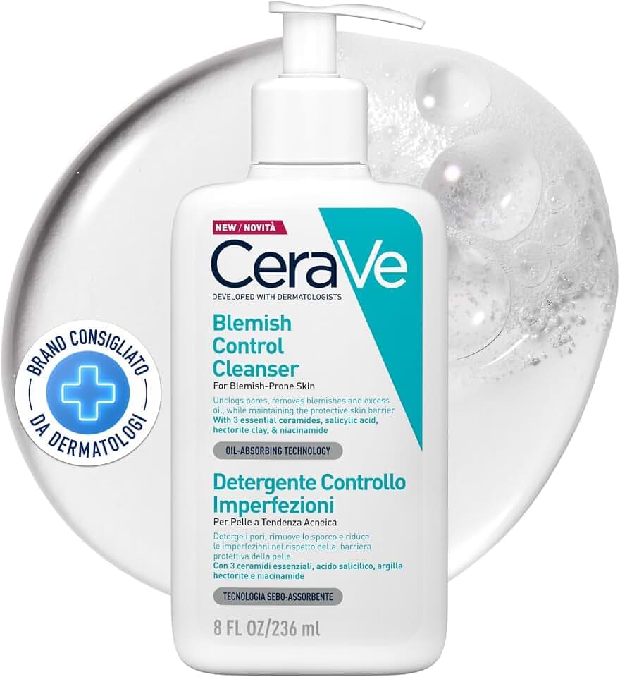 CeraVe Detergente Controllo Imperfezioni, Per Pelle Grassa Acneica, 236 ml