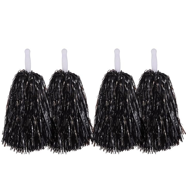 2 paia di pompon da cheerleader, in plastica, a forma di fiore, per calcio, basket, tifo, danza, decorazione per competizioni sportive, festival, celebrazioni, balli in maschera, feste (nero)