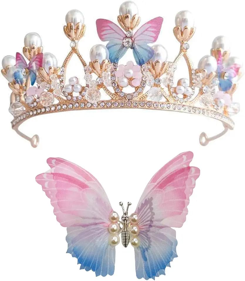 CWPFVQA Accessori Per Capelli Con Corona Di Farfalle Da 1 Pezzo, Forcina Per Capelli Con Farfalla Danzante Da 1 Pezzo, Design Scintillante Ed Elegante, Forcina Carina Per Bambini