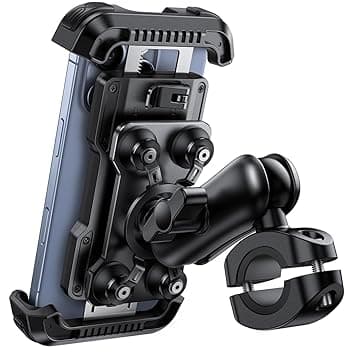 Lamicall Supporto Telefono Moto - [Antifurto] [Doppio Antivibrazione] Braccio Estensione Metallo, Porta Telefono Bici, 2 x 360° Girevole Supporto Manubrio per iPhone 17 16 15 14 e 4,7-6,8" Smartphone Global Recycled Standard