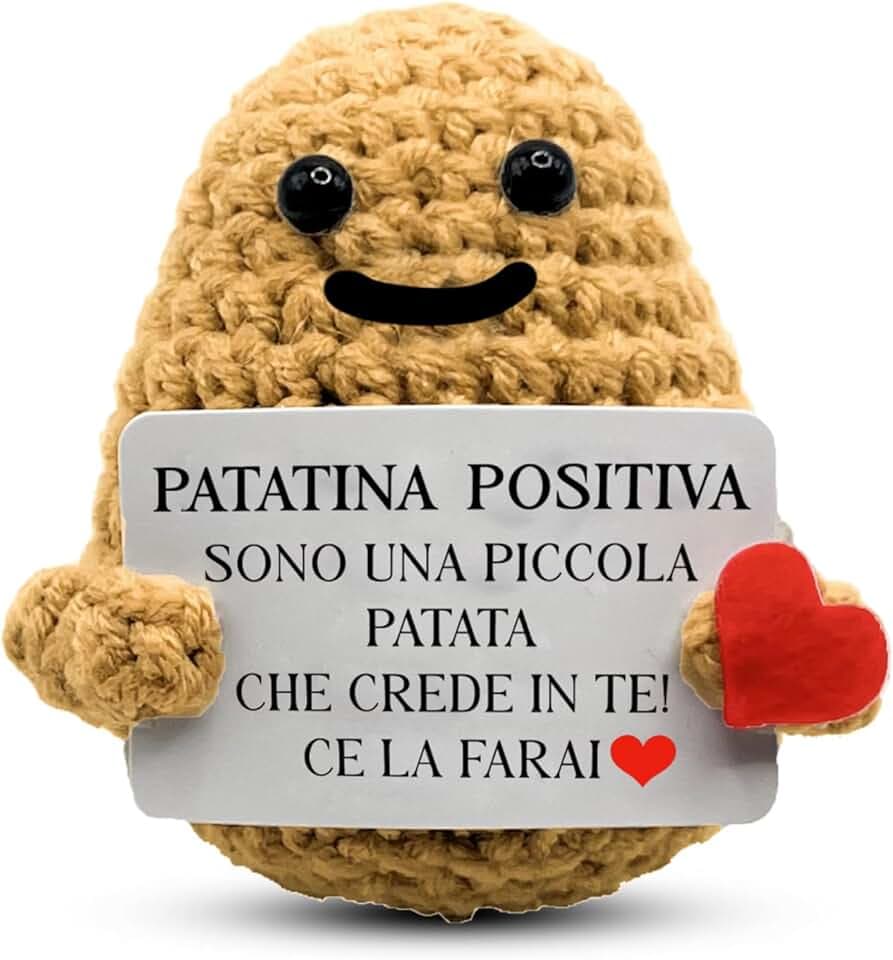 BigDaddy Patatina Positiva con Messaggio Motivazionale - Peluche Patato Positiva Italiano - Patata Portafortuna e Motivazionale - Regalo Amica Speciale Originale - Idea Regalo Simpatica