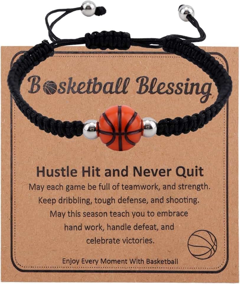Goktvai Bracciale da Basket con Biglietto, Braccialetto Regolabile con Corda Intrecciata Benedizione da Basket Delicato Gioiello a Tema Sportivo per Regali di Compleanno Festa e Laurea