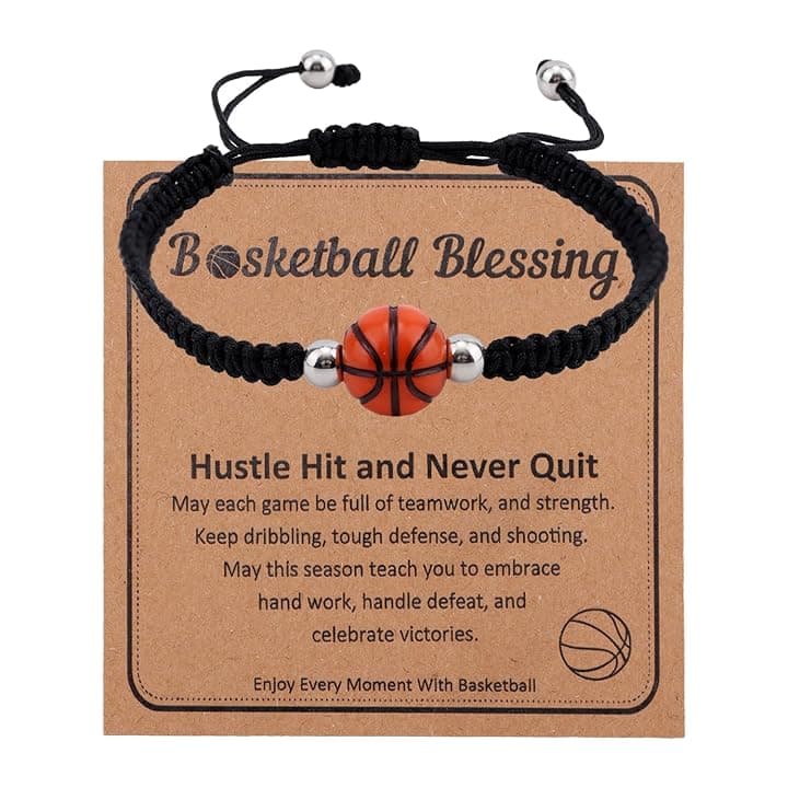 Goktvai Bracciale da Basket con Biglietto, Braccialetto Regolabile con Corda Intrecciata Benedizione da Basket Delicato Gioiello a Tema Sportivo per Regali di Compleanno Festa e Laurea