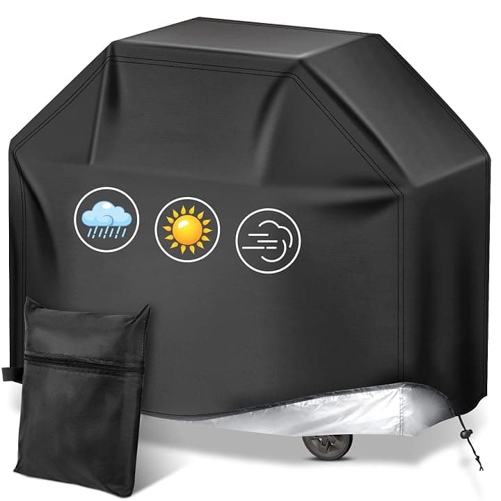 DEPAR Copertura per barbecue resistente alle intemperie, resistente ai raggi UV e agli strappi, griglia a gas universale, resistente alle intemperie per cucina esterna, 145 x 61 x 117 cm - nero