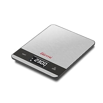 Girmi PS05 Bilancia da cucina Elettronica, 1 gr/5Kg, Piatto Inox, Display ad alta luminosità, Autospegnimento, Funzione TARA, Indicatori di errore, Display 50 x 22
