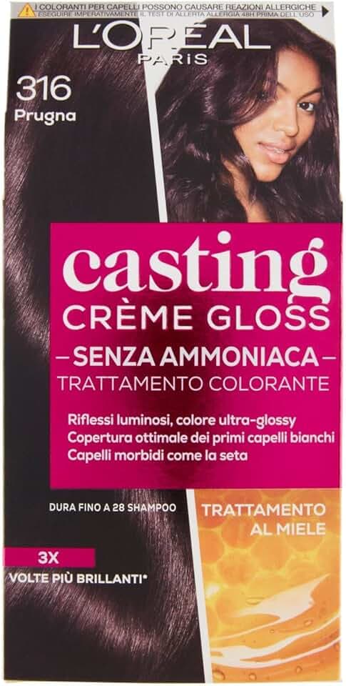 L'Oréal Paris Tinta Capelli Casting Creme Gloss, senza Ammoniaca per una Fragranza Piacevole, 316 Prugna, Confezione da 1