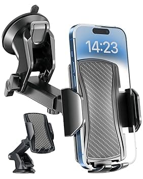 Hoppac Porta Cellulare Auto, Supporto Telefono Auto Universale Ventosa per Cruscotto e Parabrezza, Rotazione 360 Gradi e Rilascio Rapido, per Smartphone 4-7 in