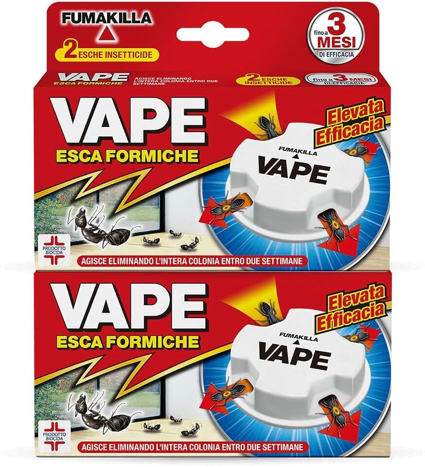 Insetticida Vape Antiformiche - 2 Confezioni da 2 Esche Per Uso In Spazi Interni e Esterni