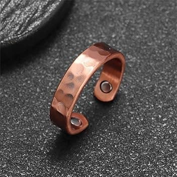 Generic Anello in rame martellato regolabile da uomo e donna, vintage, in rame solido, magnetico, per matrimoni, anelli a manopola aperti