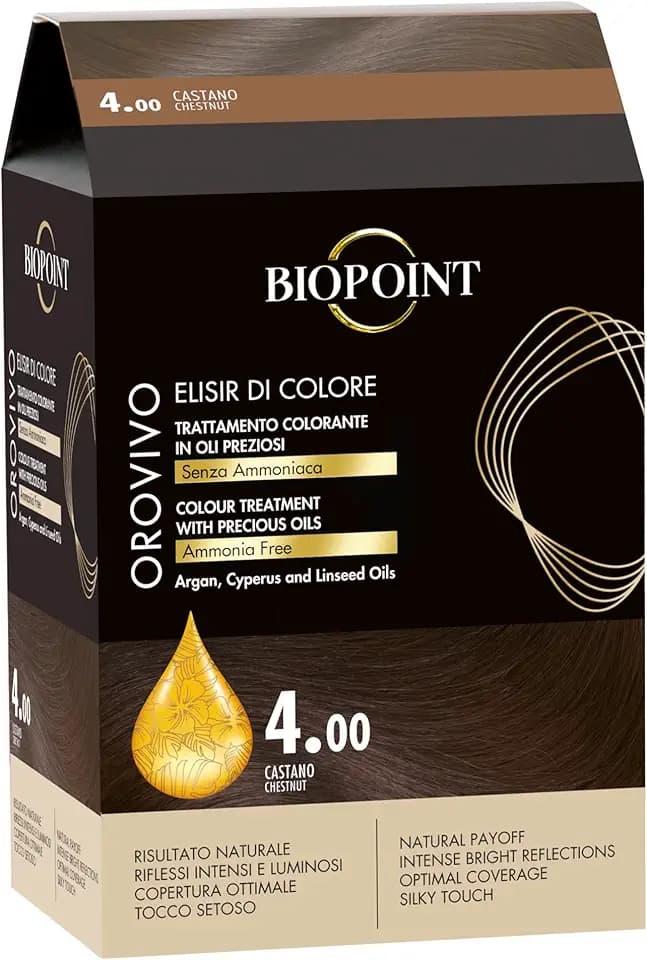 Biopoint Orovivo - Elisir di Colore, Set Tinta Capelli in Olio Senza Ammoniaca, Azione Nutriente e Illuminante, Dona un Colore Intenso e Brillante, 142 ml