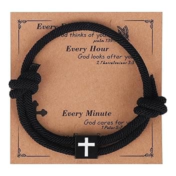 Mikovivi Bracciale con Croce per Bambini, Regolabile Fatto a Mano in Corda Intrecciata con Nodo Scorrevole Regalo Religioso Cristiano Ispiratore per Ragazzi e Ragazze Adolescenti