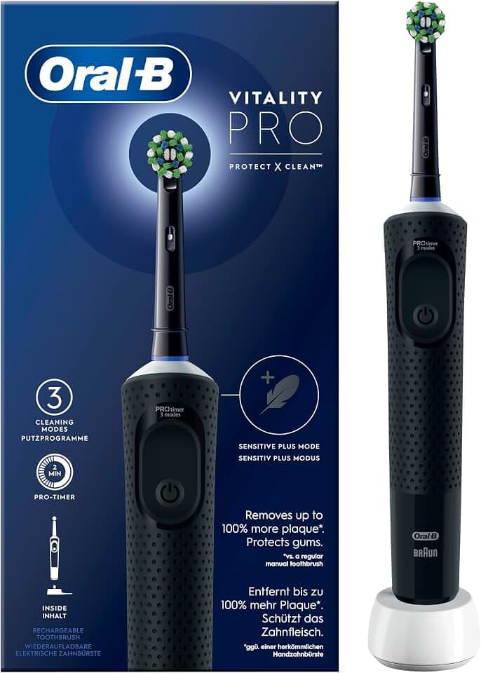 Oral-B Spazzolino Elettrico Vitality Pro, Nero, 1 Testina GreenCircle Certified: Certified Environmental Facts Label