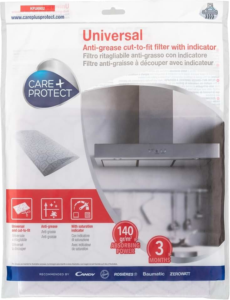CARE + PROTECT Filtro Cappa Anti-Grasso Universale con Indicatore, 47x97 cm