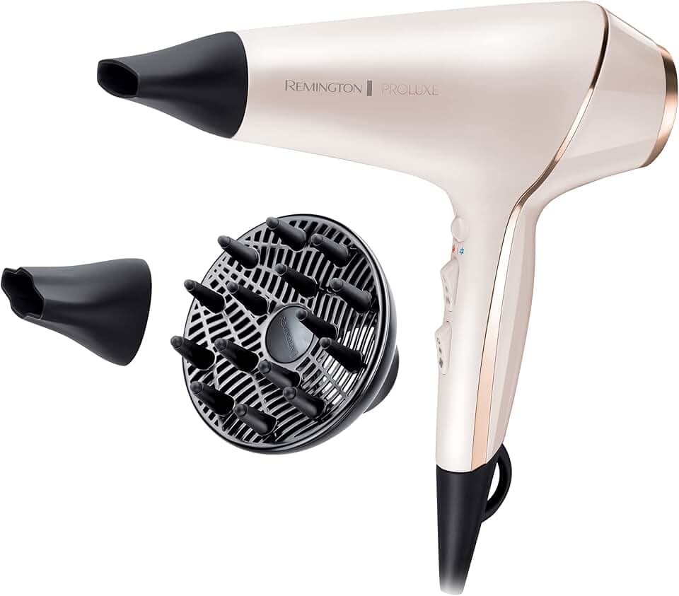 Remington Asciugacapelli Professionale 2400W - Teconologia OPTIheat per risultati di lunga durata - 3 accessori styling, cura ionica, Anti crespo, Motore di lunga durata - PROluxe AC9140