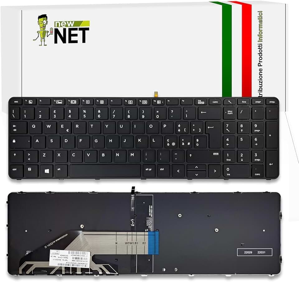 new net - Tastiera Compatibile con HP ProBook 450 G3, 450 G4, 455 G3, 455 G4, 470 G3, 470 G4, 650 G3, 650 G2, 655 G2 [Frame Nero - Retroilluminata - Layout ITA]