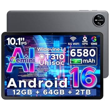 DOOGEE Tab A9 Android 16 Tablet 10 Pollici, Gemini AI Tablet in Offerta Gaming, 12GB RAM + 64GB ROM (TF 2TB), 6580mAh Batteria, 5G WiFi, 1280 * 800 IPS, 5MP+8MP, Unisoc T310 Quad Core/OTG/Face Unlock