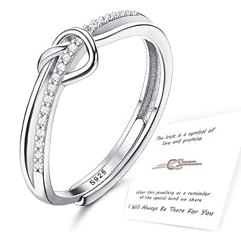 ADRAMATA Anello in Argento 925 per Donna, Anello Regolabile con Nodo d'amore, Anello di Fidanzamento in Argento 925 Regalo di Anniversario