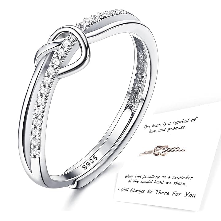 ADRAMATA Anello in Argento 925 per Donna, Anello Regolabile con Nodo d'amore, Anello di Fidanzamento in Argento 925 Regalo di Anniversario