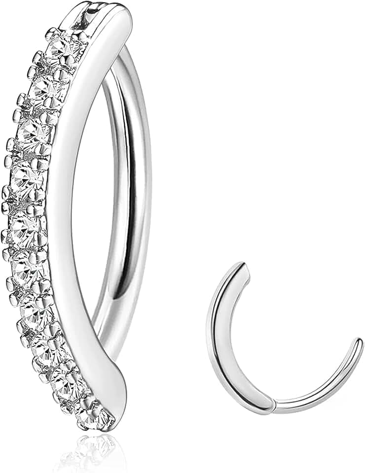 JeryWe Piercing Ombelico,14G Ombelico Piercing Acciaio Chirurgico,Argento Oro Piercing Ombelico Anallergico, CZ Opale Clicker Ombelico Anello Set 10/12mm ClimeCo Certified