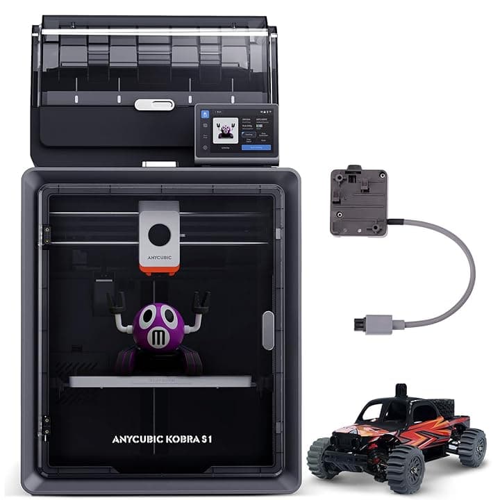 ANYCUBIC Kobra S1 Combo Stampante 3D, Stampante FDM Multicolore, 600 mm/s ad Alta Velocità, Costruzione CoreXY Chiusa, Asciugatura Attiva, LeviQ 3.0, Compatibile con Filamenti PLA/PETG/ASA/ABS