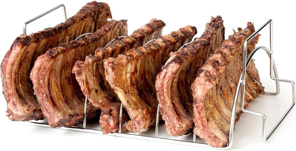 Barbecook Supporto per Costine Barbecue in Acciaio Inox, Supporto grigla per Barbecue, 34,5x20x15cm