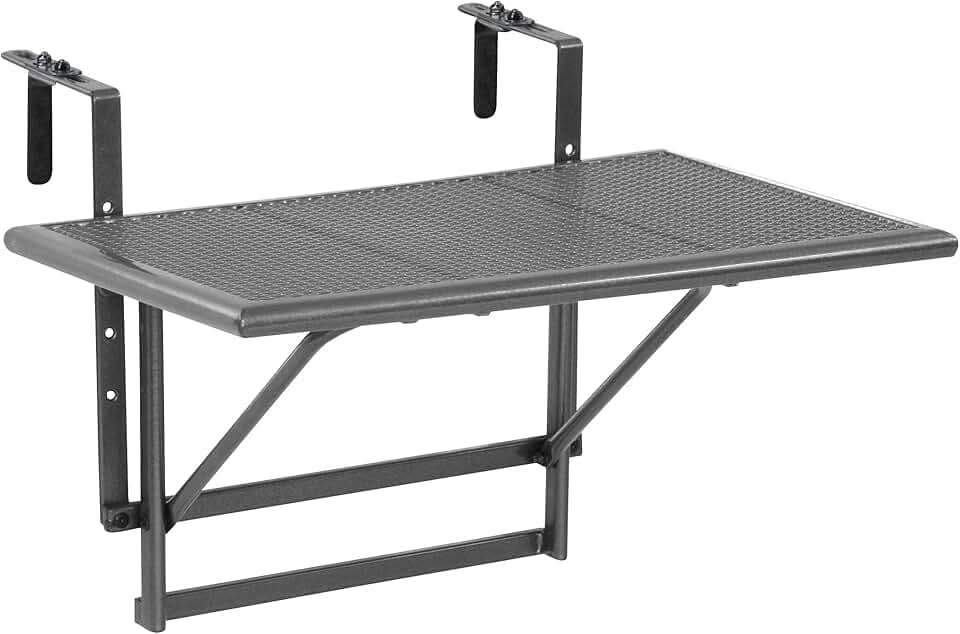 Greemotion 416505 Tavolino Pieghevole da Balcone, Regolabile in Altezza, Grigio, Piccolo