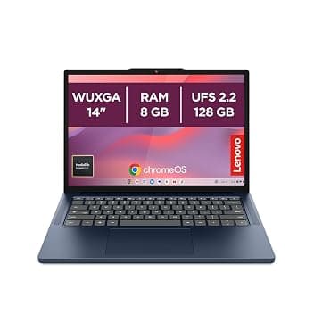 Lenovo Chromebook 14" Notebook IPS WUXGA (1920x1200), 128GB SSD, 8GB RAM, Wi-Fi6E, ChromeOS, MediaTek Kompanio 540 - Laptop Leggero per Studio, Streaming e Uso Quotidiano - Caricatore non incluso TCO Certified