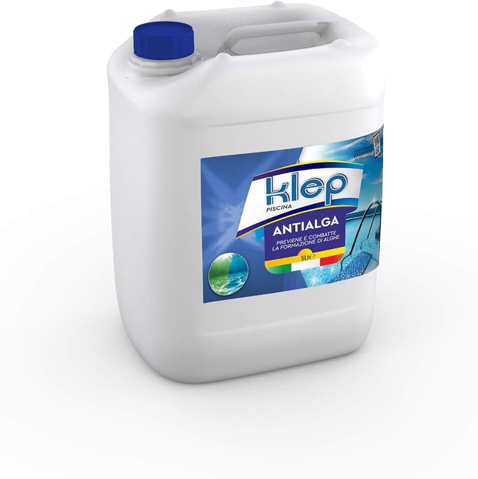 KLEP - ANTIALGA - ANTIALGHE SANIFICANTE SCHIARENTE AZZURRANTE per Piscina E Spa No Schiuma (5 LT)