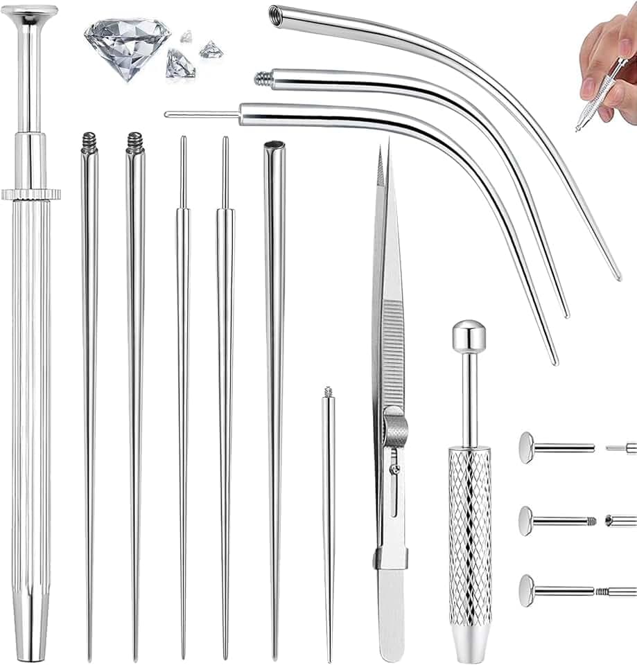 TYXHXTF 12 Pezzi Piercing Taper Palla Grabber Strumento Assistente Acciaio Inossidabile per Orecchio Naso Sopracciglio Labbro