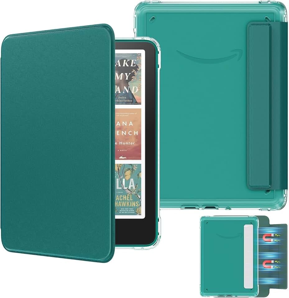 MoKo Custodia Magnetica Staccabile per 7" Kindle Paperwhite 12a Gen 2024 & Kindle Colorsoft 2024/2025,Ultra Chiaro Luce Posteriore Antigraffio e Copertura a Conchiglia con Auto Wake/Sleep, Verde Giada