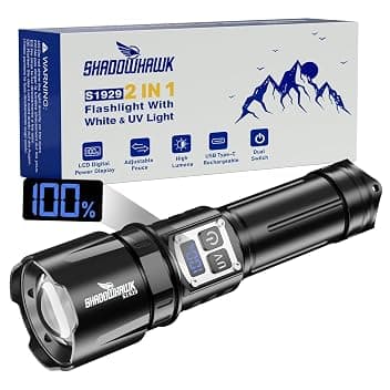 Shadowhawk Torcia LED Potente Professional 1000000 Lumen con Luce UV