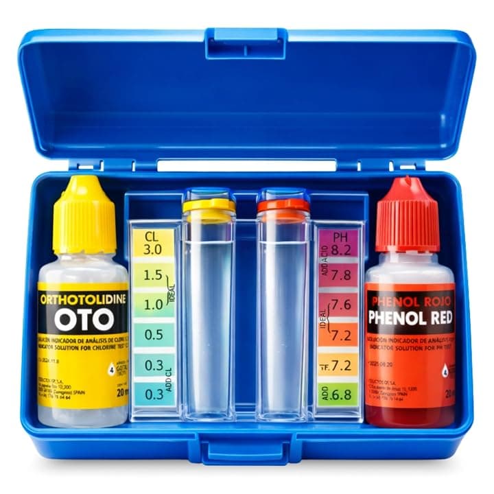 Kit test per cloro e pH, misuratore del cloro e del pH dell'acqua della piscina, accessori base per piscina, adatto per qualsiasi tipo di acqua, contiene fenolo e OTO in gocce