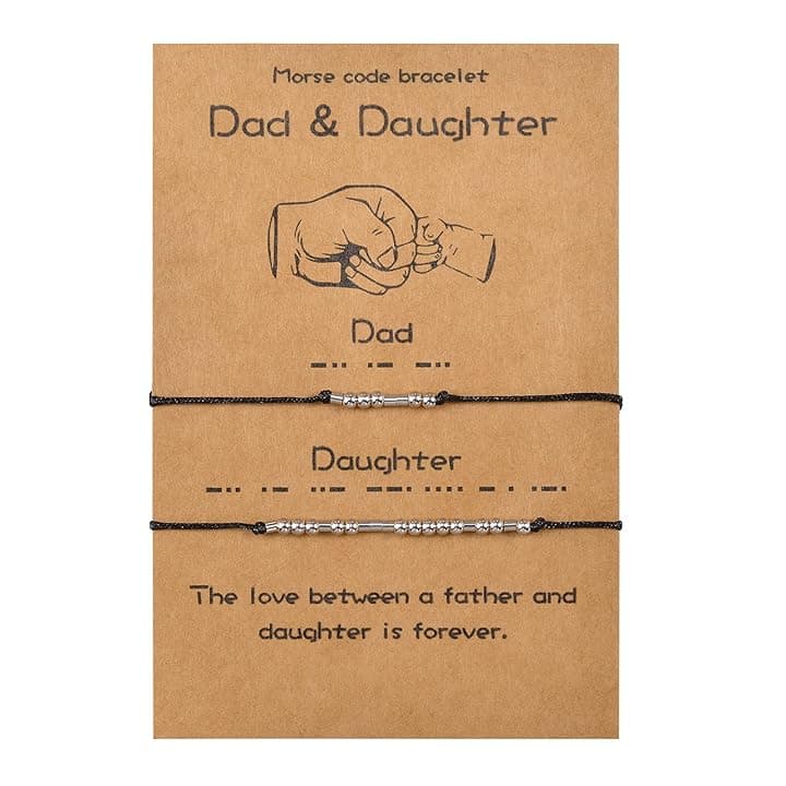 VU100 2/3/4 Codice Morse Bracciale Set Regalo Festa del Papà Regalo Gioielli Fatti A Mano Formato Regolabile Fatto A Mano per Papà Mamma Figlio Figlia Famiglia