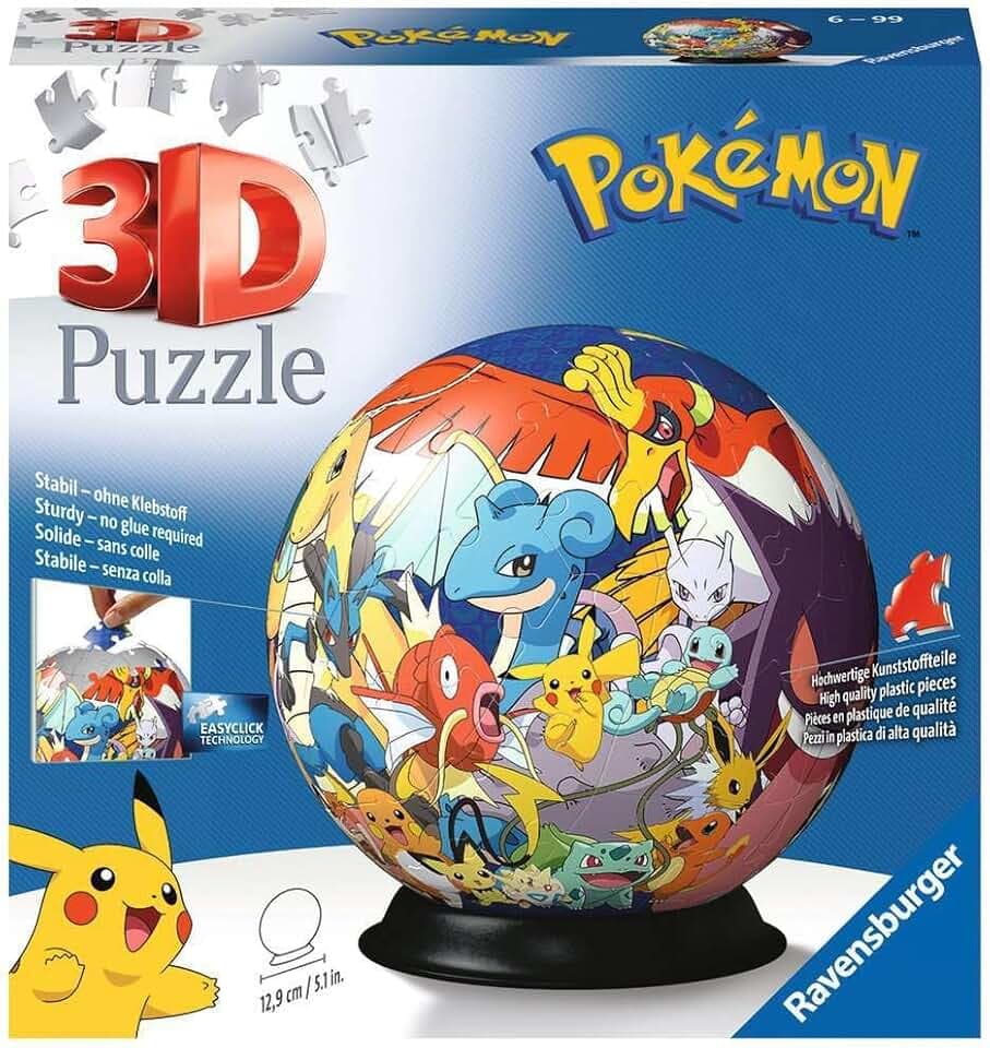 Ravensburger - Pokemon | Puzzle 3D 73 Pezzi | Regalo Bambino 6 Anni o piu | Giochi Bambino 6 Anni Maschio | Puzzle Pokemon | Gioco 6 anni Pokémon | Include Supporto