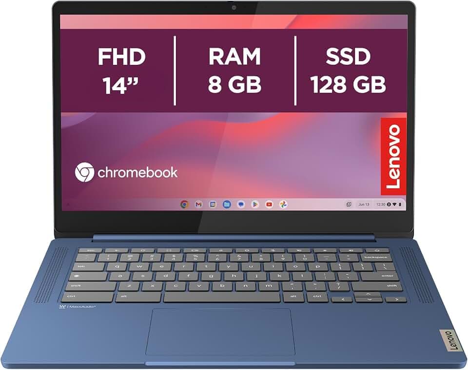 Lenovo IdeaPad Slim 3 Notebook Chromebook 14" FHD (1920x1080), MediaTek Kompanio 520, 8GB RAM, 128GB eMMC, ChromeOS, WiFi 6 - Abyss Blue, Esclusiva Amazon