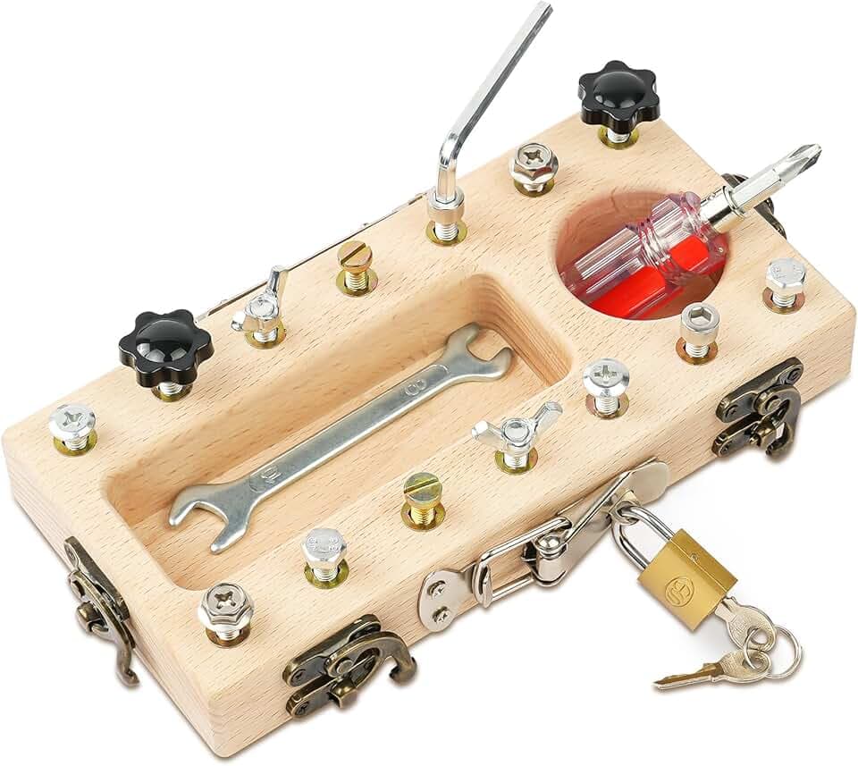 Montessori Cacciavite, Attrezzi in Legno Bambini, Cacciavite Giocattoli, Giocattoli di Abilità Motorie, Attrezzi in Legno Bambini Montessori Giochi, per Regalo Bambina Bimbo 3 4 5 6 Anni
