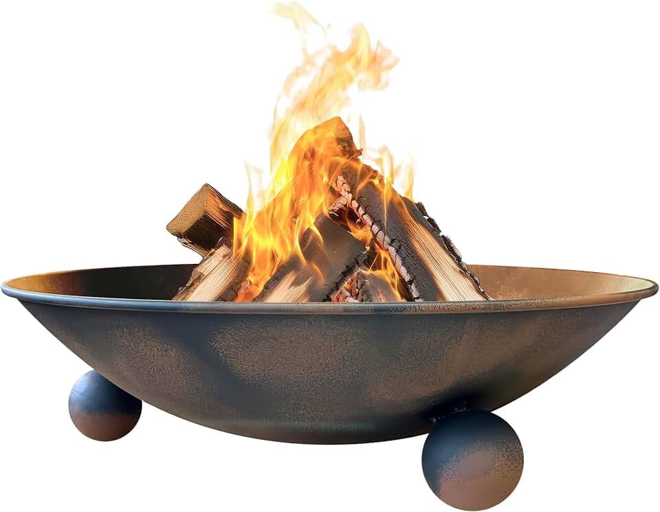 IlGruppone Braciere da Giardino Ø57 Cm Cesto da Esterno per Fuoco Design Moderno Arredo Giardino Colore Ruggine con Fori Drenaggio Interno Utilizzabile Come PortaLegna PortaOggetti PortaVasi