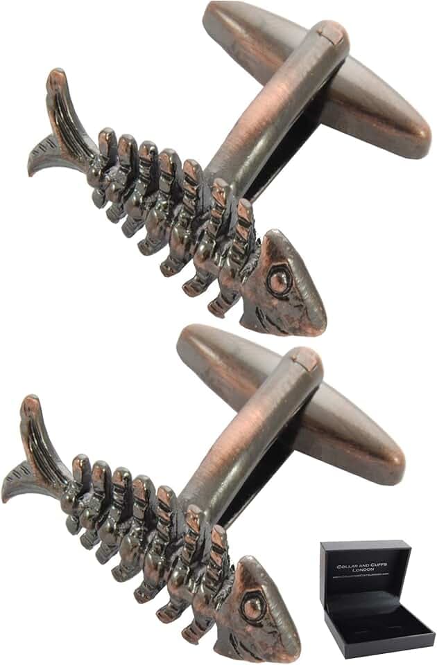 COLLAR AND CUFFS LONDON Gemelli da uomo + scatola di presentazione animale, gemelli divertenti in metallo in ottone massiccio, un paio