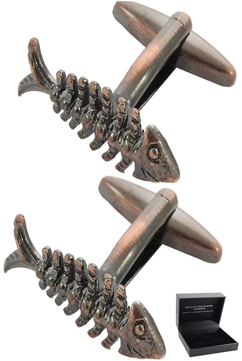 COLLAR AND CUFFS LONDON Gemelli da uomo + scatola di presentazione animale, gemelli divertenti in metallo in ottone massiccio, un paio