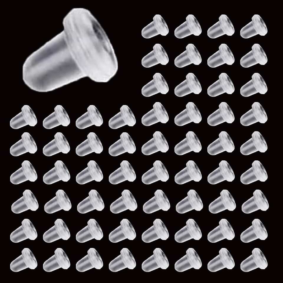 zoerbufan zoerbufan 200 Pezzi Chiusure per Orecchini Universale, Ferma Orecchini in Silicone Trasparenti per Orecchini Gioielli DIY（4 * 5mm)
