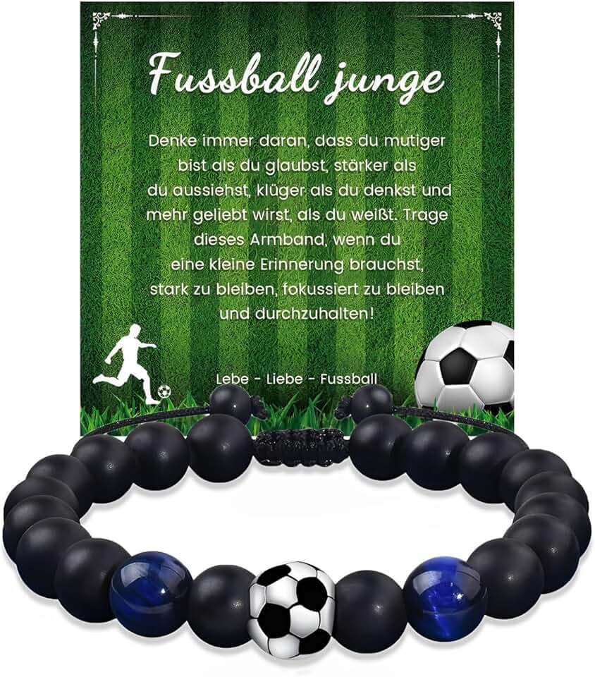 TPZORJX Idee Regalo Ragazzo, Braccialetti Figlio, Bracciale di Calcio per Ragazzi, Regali di Compleanno Natale per Ragazzi Figlio, Regalo Ragazzo 8 9 10 11 12 13 14 Anni Bracciale Bambino