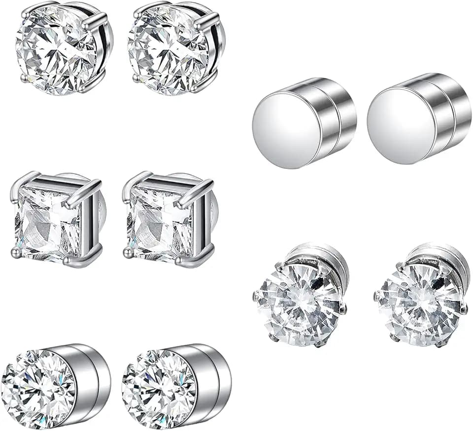 DMNQ 5 Paia Orecchini Magnetici Donna e Uomo - Orecchini Finti Con Calamita 6 Mm