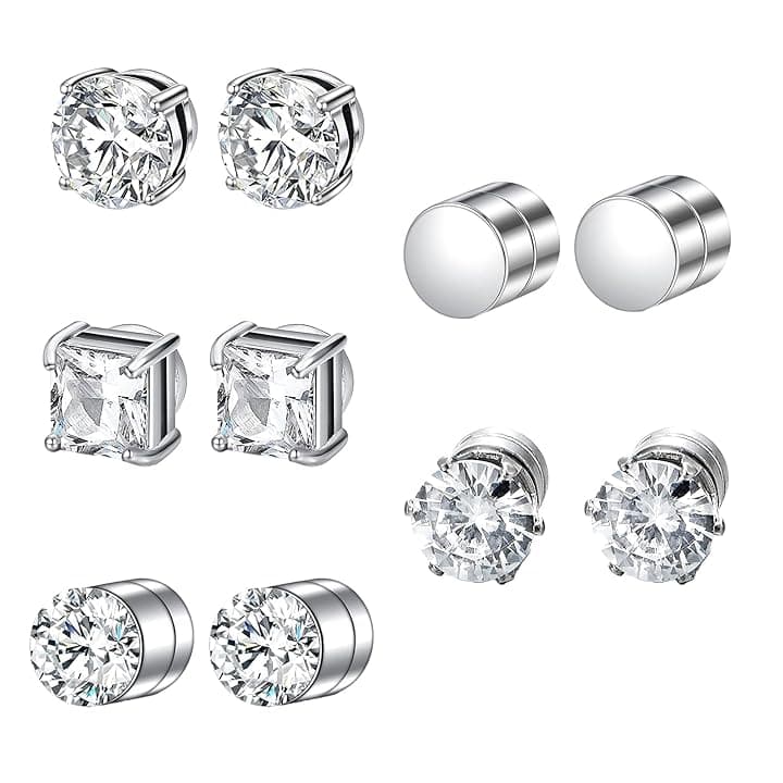 DMNQ 5 Paia Orecchini Magnetici Donna e Uomo - Orecchini Finti Con Calamita 6 Mm