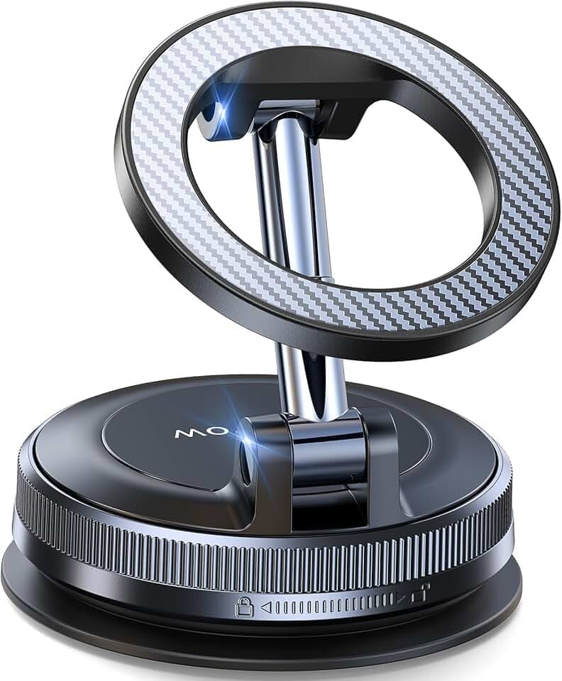 Coolpow Porta Cellulare Auto Magnetico, Supporto Telefono Auto per Magsafe [Ventosa Sottovuoto & Magneti Potenti] 360°Porta Telefono Accessori Auto Rifiniture per iPhone 17 16 15/Parabrezza/Cruscotto ClimatePartner certified