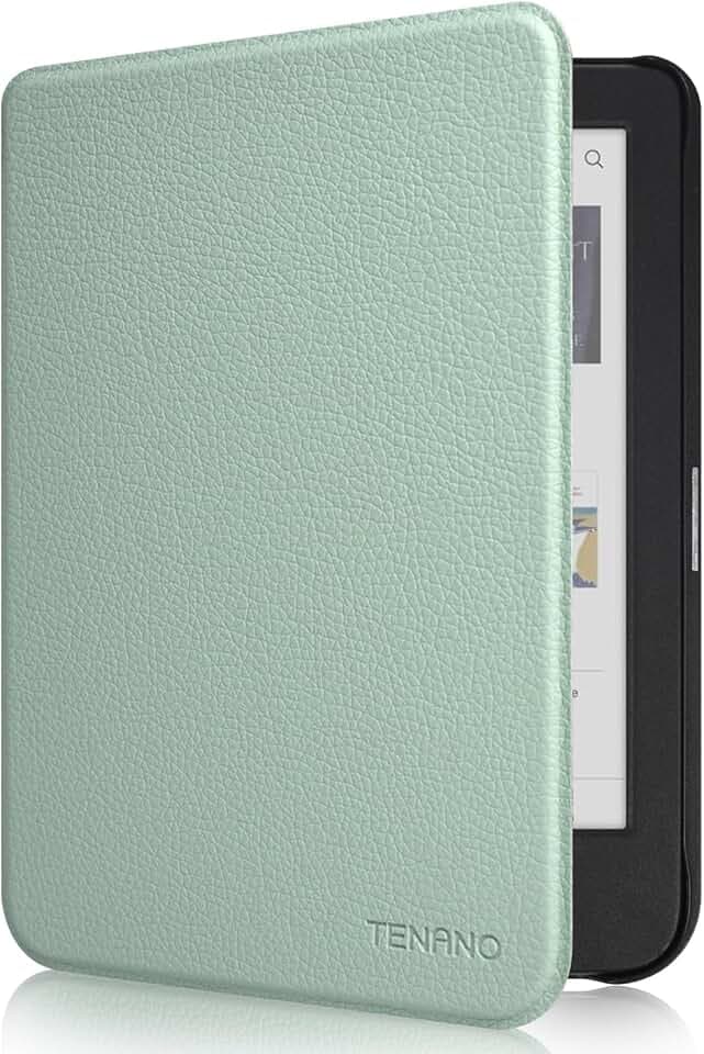 Tenano Custodia per Kobo Clara Colour/BW/2E, Tolino Shine Colour/Shine 5/4, Copertura Protettiva Sottile con Effetto di Sospensione/Risveglio Automatico - Verde Agave