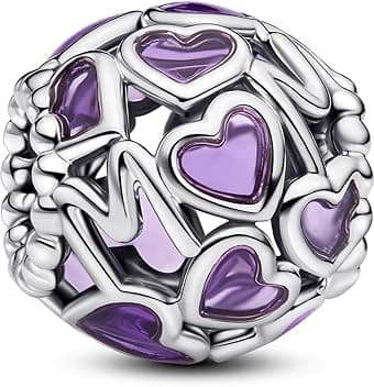 PANDORA PANDORA Moments 793772C01 Breloque en forme de cœur ouvert en argent sterling compatible avec les bracelets Moments, 11,4x11,4x10,8 mm, Argent sterling, Pas de gemme