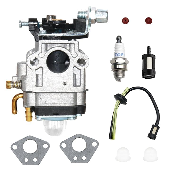 Carburatore per Decespugliatore da 52cc 49cc 43cc, Kit per Carburatore per Motore, Ricambi Decespugliatore con Guarnizione, Tubo, Candela e Filtro Benzina per Tosaerba Decespugliatori Motoseghe