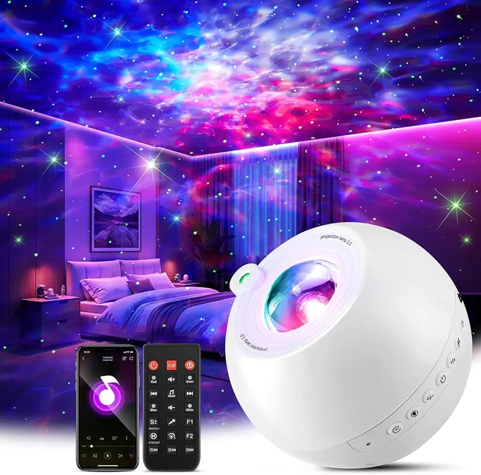 One Fire Proiettore Stelle Soffitto,15 Colori 360 Luci Luce Notturna Bambini,15 Rumore Bianco+5.3HiFi Bluetooth Proiettore Soffitto Idee Regalo Ragazza Luci LED Camera da Letto,Sunset Lamp Arredo Casa
