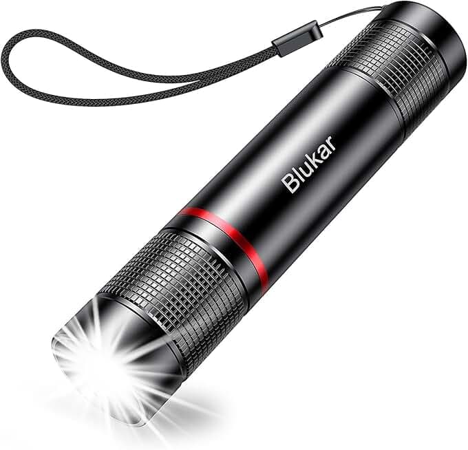Blukar Torcia LED Ricaricabile, Super Luminoso Torcia Elettrica, 4 Modalità di Illuminazione, Alta Potente, Zoomabile, Portatile per Campeggio/Escursionismo/Emergenza/Interruzione di Corrente
