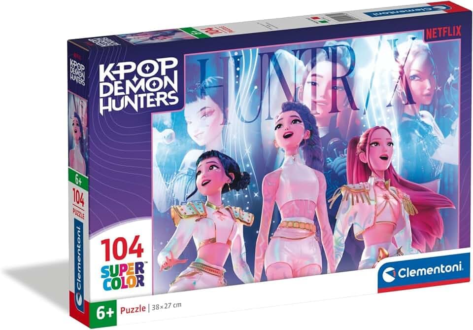 Clementoni - Puzzle per Bambini 104 Pezzi Supercolor, per Bambini 6+ Anni, Illustrazione con Personaggi della Serie K-pop Demon Hunters, Idea Regalo, Made in Italy, 38x27 cm, 21762